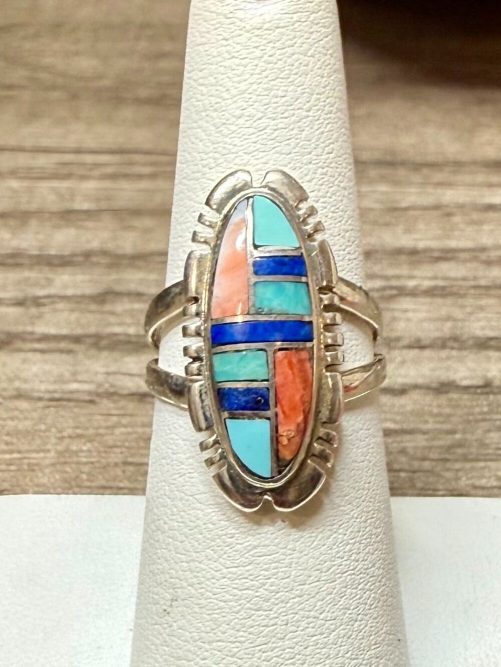 Southwestern Inlay Silver Multicolor Ring